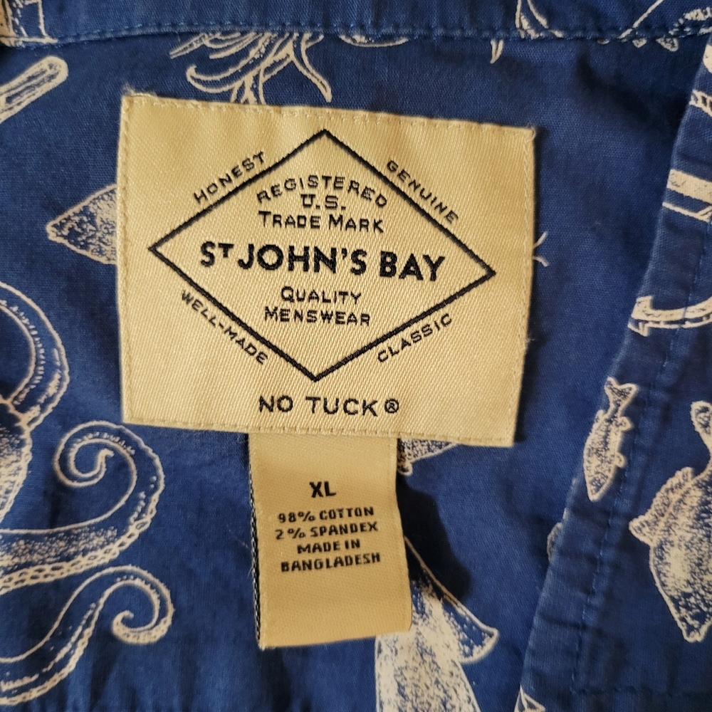St. Johns Bay Nautical Button Front Shirt XL - Picture 7 of 8